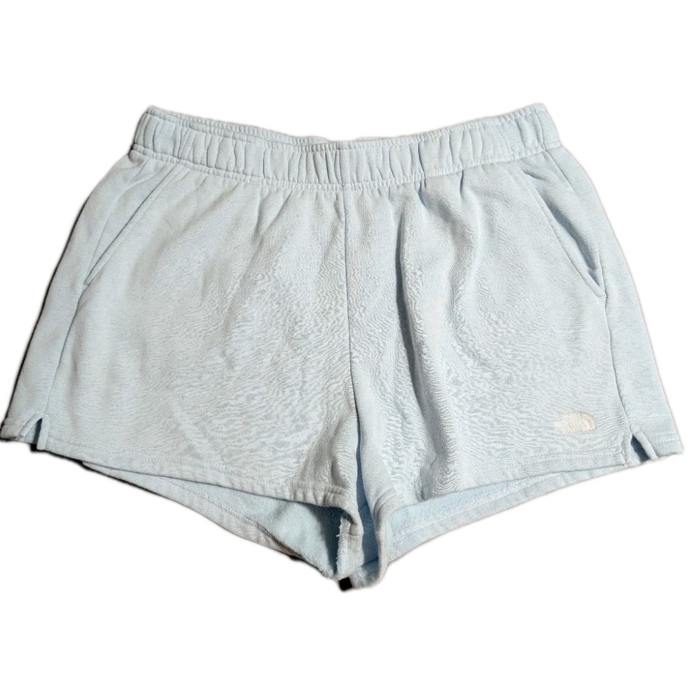 The North Face Womens Large Sweat Shorts Blue Fleece Lounge Athletic‎